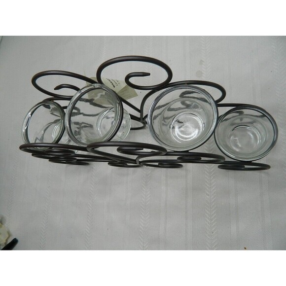 Home Elements Wire Candle Holder w/5 Glass Votives 13.25"LX 8"HX 3"W  Open Box - Picture 9 of 14